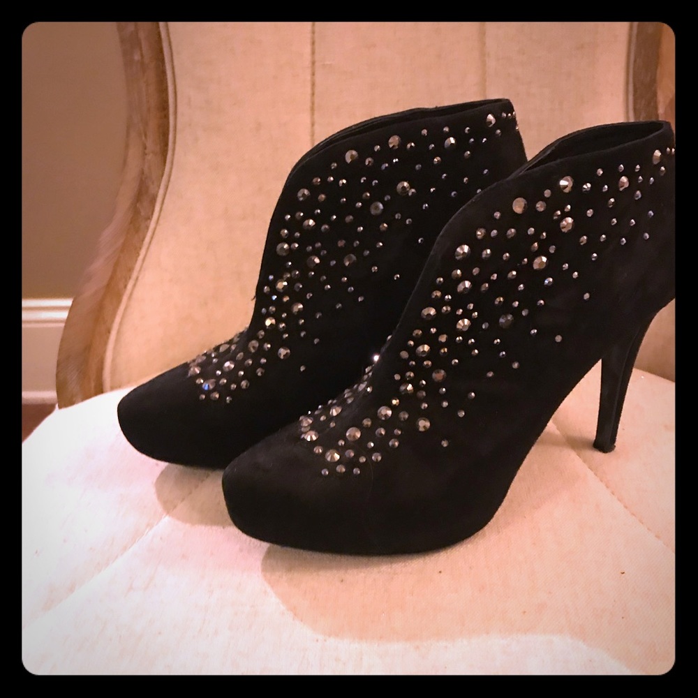 Gianni Bini Black Suede Studded Booties - Size 7.5